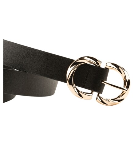 Paçuli Moda Çift D Tokalı Siyah Kadın Kemeri