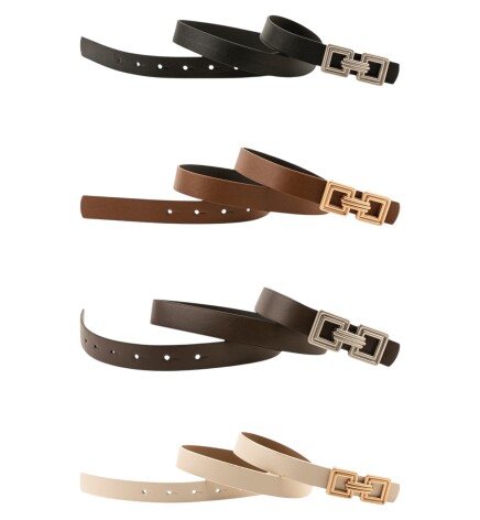 Paçuli Moda Çift Kare Tokalı 4 Lü Set  Kadın Kemer