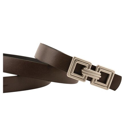 Paçuli Moda Çift Kare Tokalı İkili Set Kahverengi_Bej Kadın Kemer