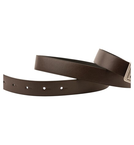 Paçuli Moda Çift Kare Tokalı İkili Set Kahverengi_Bej Kadın Kemer