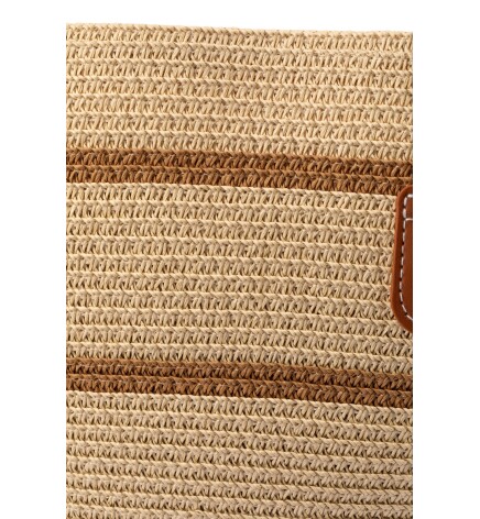 Paçuli Moda Çizgili Hasır Plaj Çantası