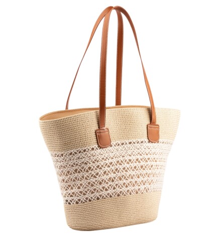 Paçuli Moda Dantel Detaylı Hasır Plaj Çantası