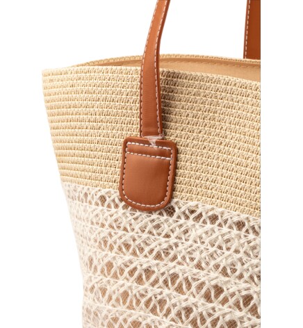 Paçuli Moda Dantel Detaylı Hasır Plaj Çantası