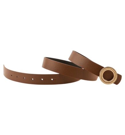 Paçuli Moda Desenli Halka Tokalı İkili Set Siyah_Taba Kadın Kemeri