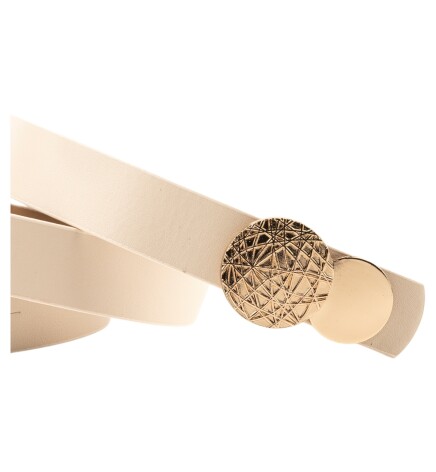 Paçuli Moda Desenli Yuvarlak Tokalı Bej Kadın Kemeri