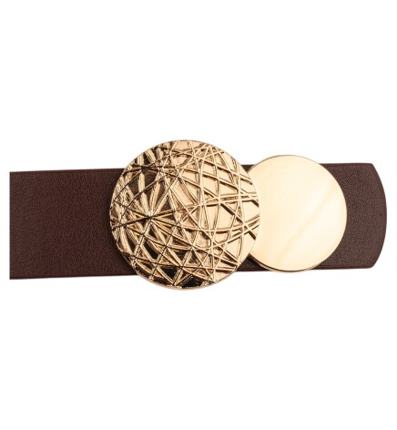 Paçuli Moda Desenli Yuvarlak Tokalı İkili Set Bordo_Siyah Kadın Kemeri