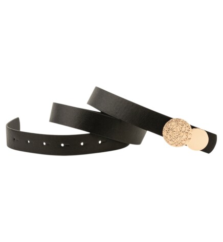 Paçuli Moda Desenli Yuvarlak Tokalı Siyah Kadın Kemeri