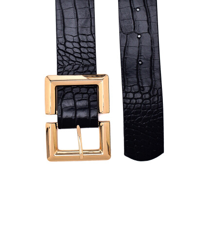 Paçuli Moda Geniş Tokalı Krokodil Desen Kemer, Ceket Kemeri, Gömlek Kemeri, Elbise Kemeri