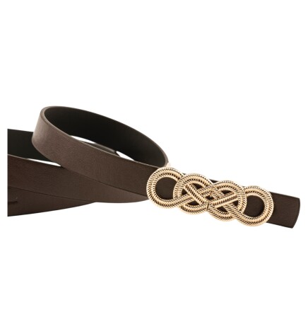 Paçuli Moda İkili Düğüm Tokalı ikili set Kahverengi_Bej Kadın Kemer