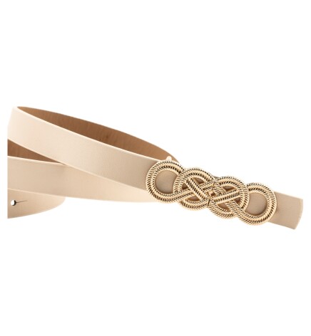 Paçuli Moda İkili Düğüm Tokalı ikili set Kahverengi_Bej Kadın Kemer