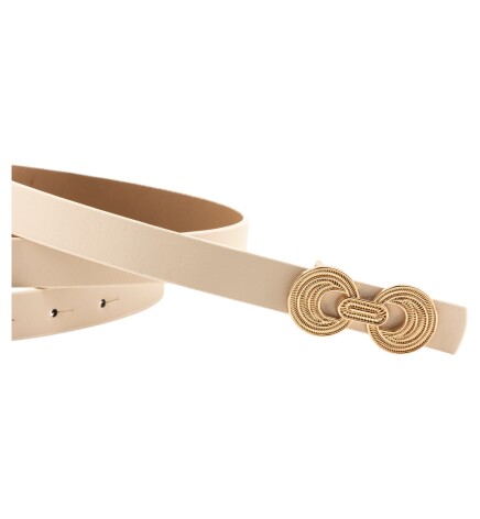 Paçuli Moda İnce Düğüm Tokalı İkili Kahverengi_Bej Kadın Kemeri