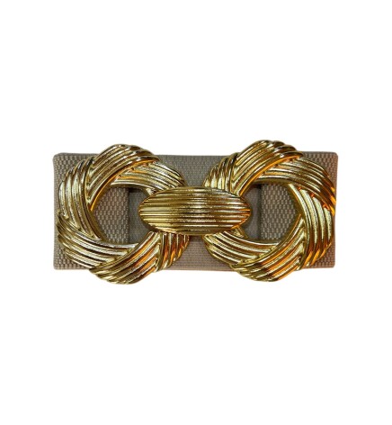 Paçuli Moda Kadın Burgu Tokalı Lastikli Bej Kemer