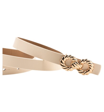 Paçuli Moda Kadın Çift Halka Tokalı Kahverengi_Bej  Kemer