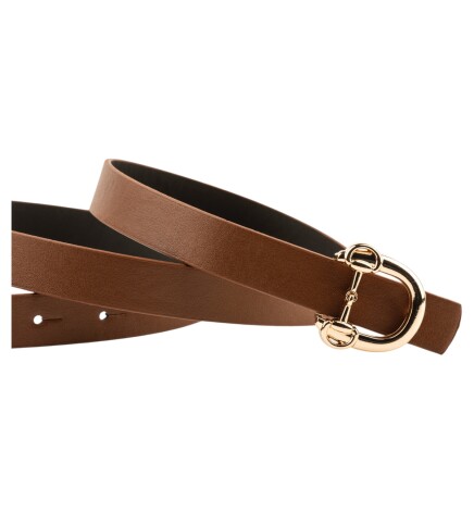 Paçuli Moda Kadın Modern D Tokalı Siyah_Taba Kemer