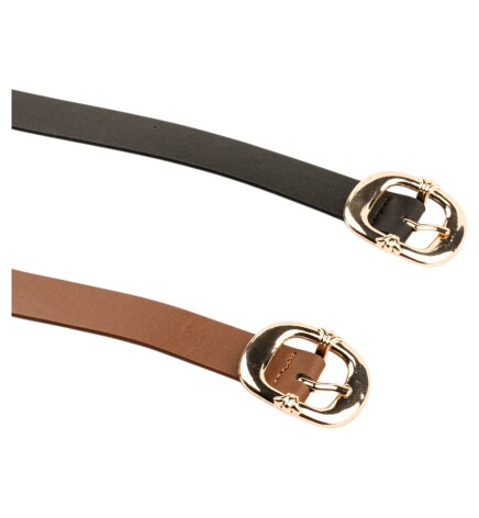 Paçuli Moda Kalın Kare Tokalı İkili Set Siyah_Taba Kadın Kemeri