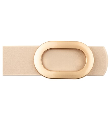 Paçuli Moda Kalın Oval Tokalı Bej Kadın Kemeri