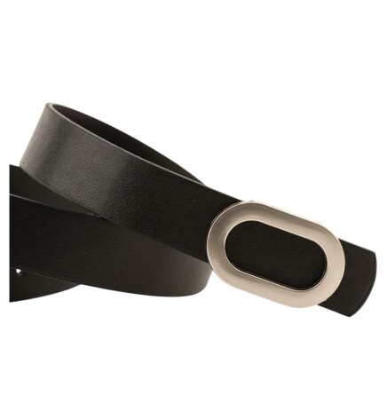 Paçuli Moda Kalın Oval Tokalı siyah Kadın Kemeri