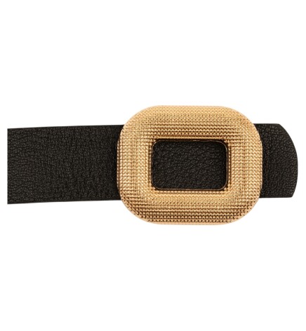 Paçuli Moda Mozaik Kare Tokalı İkili Set Siyah_Taba Kadın Kemeri