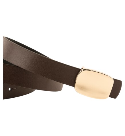 Paçuli Moda Parlak Kare Tokalı Kahverengi Kadın Kemeri