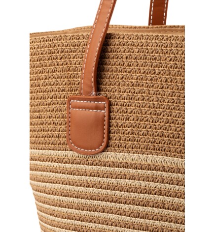 Paçuli Moda Rafya Örgü Çizgili Plaj Çantası