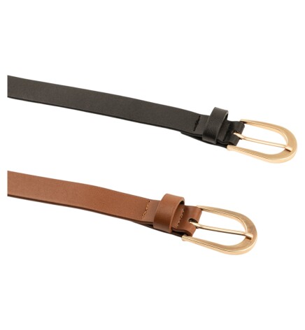 Paçuli Moda Sade Tokalı İkili Set Siyah_Taba Kadın Kemeri