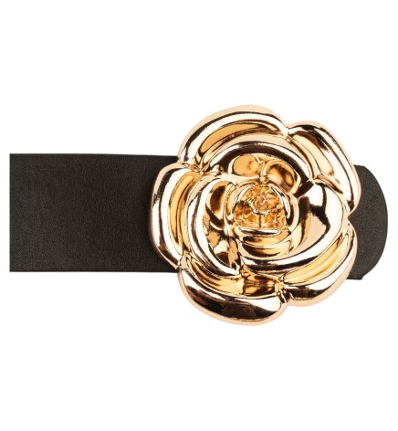 Paçuli Moda Tek Gül Tokalı İkili Set Siyah_Bordo Kadın Kemeri