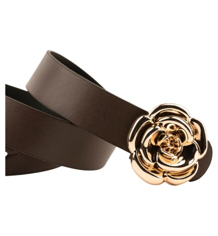 Paçuli Moda Tek Gül Tokalı Kahverengi Kadın Kemeri