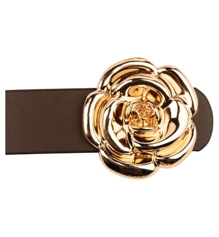 Paçuli Moda Tek Gül Tokalı Kahverengi Kadın Kemeri