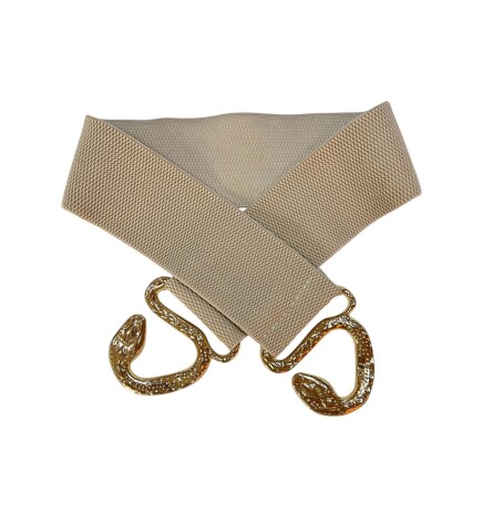 Paçuli Moda Yılan Geçme Tokalı Bej Kadın Kemeri