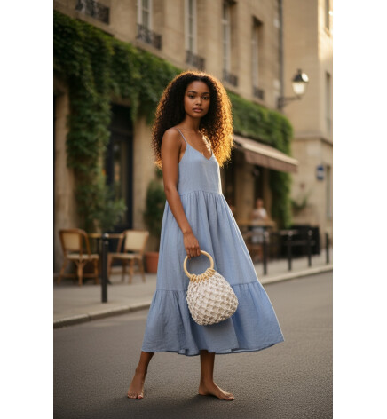 Paçuli Moda Ahşap Saplı Ekru El Örmesi Çanta