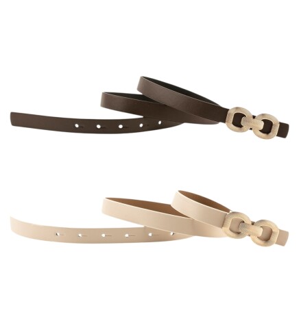 Paçuli Moda Bağ Tokalı İkili set Kahverengi_Bej Kadın Kemeri