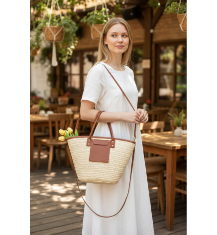 Paçuli Moda Bej Büyük Boy Hasır Çanta