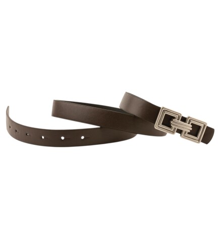 Paçuli Moda Çift Kare Tokalı Deri Kahverengi Kadın Kemer