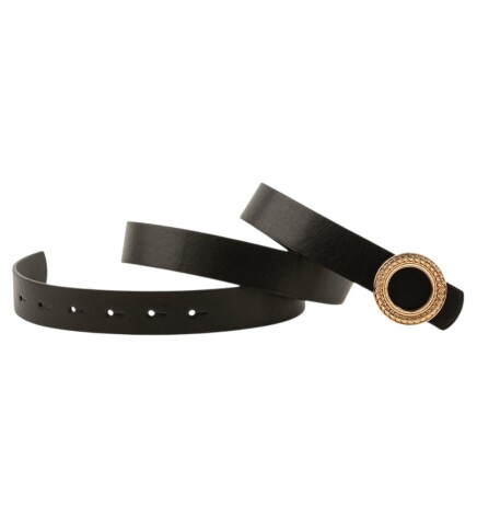 Paçuli Moda Desenli Halka Tokalı Siyah Kadın Kemeri