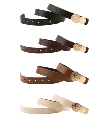 Paçuli Moda Desenli Yuvarlak Tokalı 4lü Set Kadın Kemeri