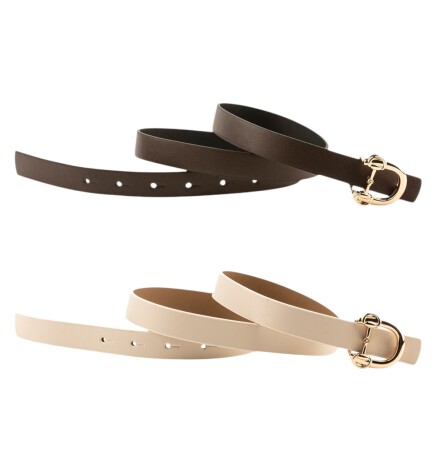 Paçuli Moda Kadın Modern D Tokalı Kahverengi_ Bej Kemer