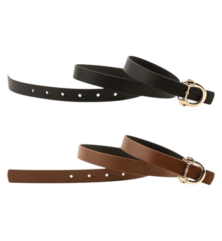 Paçuli Moda Kadın Modern D Tokalı Siyah_Taba Kemer